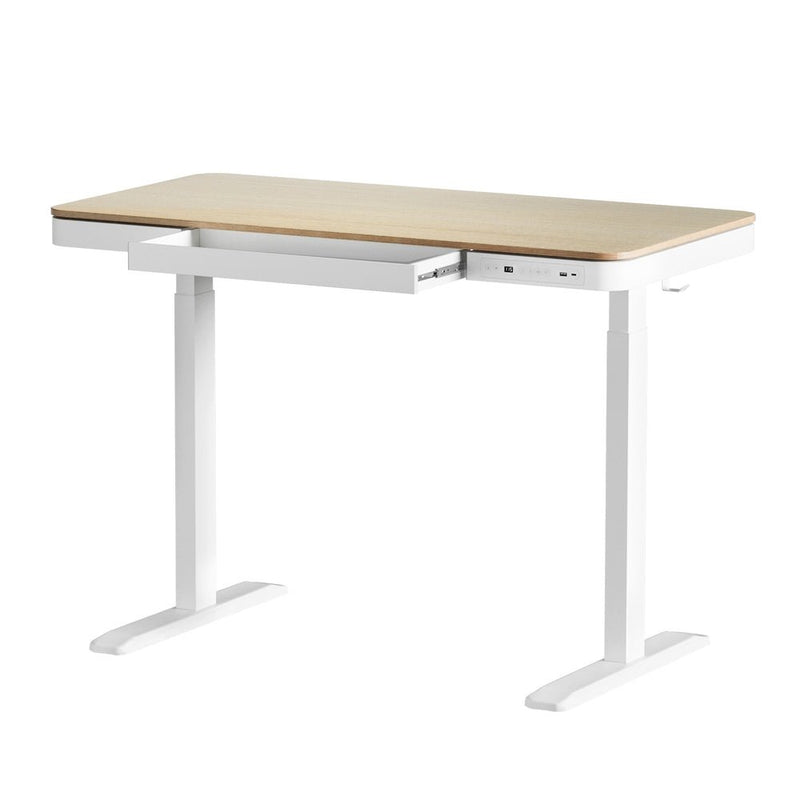 Standing Desk Motorised Electric Dual Motor Draw 120CM Oak - Furniture > Office - Rivercity House & Home Co. (ABN 18 642 972 209) - Affordable Modern Furniture Australia