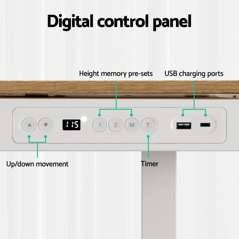 Standing Desk Motorised Electric Dual Motor Draw 120CM Oak - Furniture > Office - Rivercity House & Home Co. (ABN 18 642 972 209) - Affordable Modern Furniture Australia