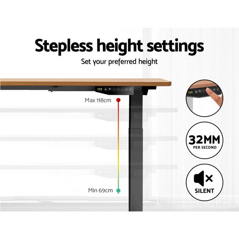 Standing Desk Motorised Sit Stand Table Height Adjustable Laptop Computer Desks Dual Motors 140cm - Furniture > Office - Rivercity House And Home Co.