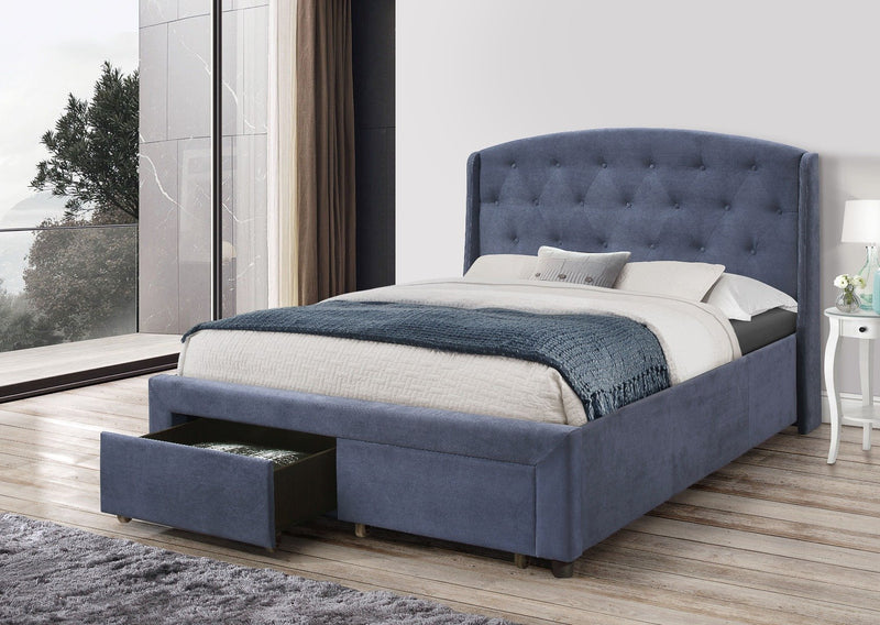 Stella Queen Bed Frame Navy Blue - Rivercity House & Home Co. (ABN 18 642 972 209) - Affordable Modern Furniture Australia