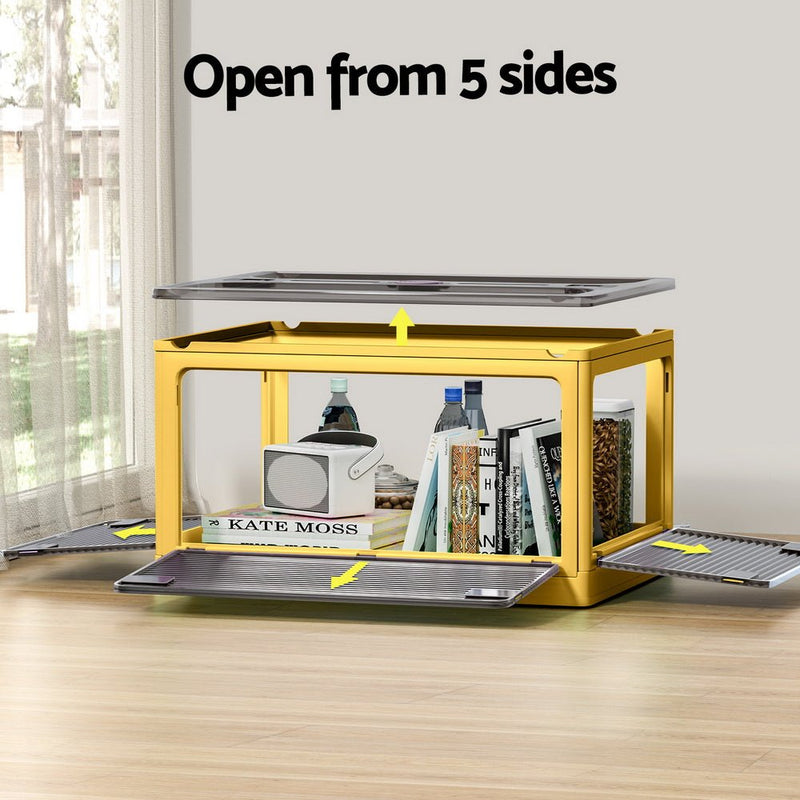 Storage Container Foldable Stackable Large 5 Sides Open Transparent 115L - Home & Garden > Storage - Rivercity House & Home Co. (ABN 18 642 972 209) - Affordable Modern Furniture Australia