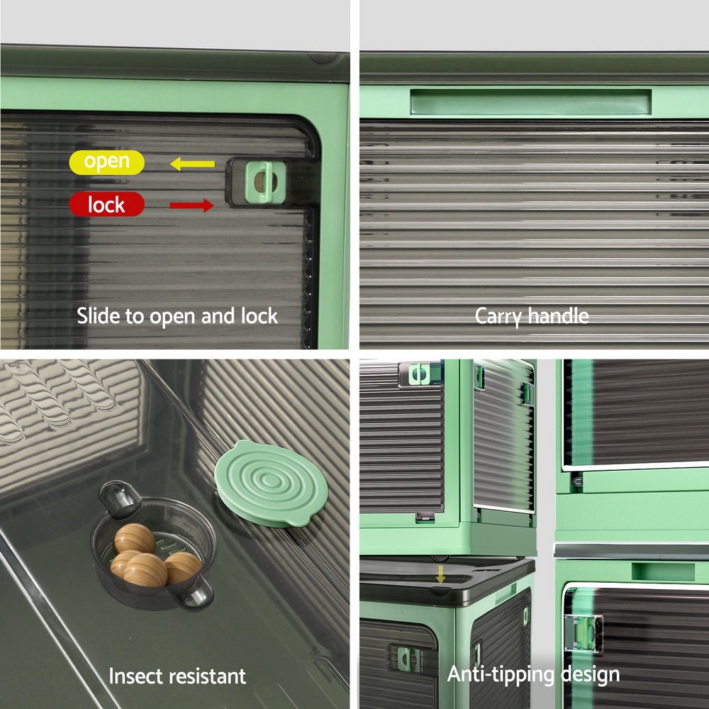 Storage Container Foldable Stackable Large 5 Sides Open Transparent 140L - Home & Garden > Storage - Rivercity House & Home Co. (ABN 18 642 972 209) - Affordable Modern Furniture Australia