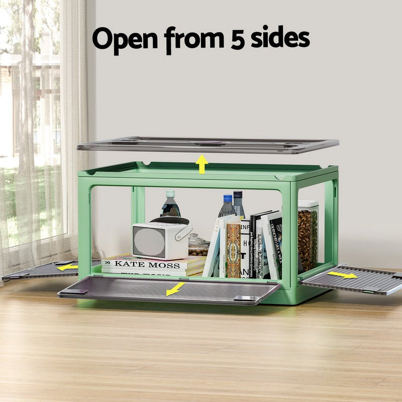 Storage Container Foldable Stackable Large 5 Sides Open Transparent 82L - Home & Garden > Storage - Rivercity House & Home Co. (ABN 18 642 972 209) - Affordable Modern Furniture Australia