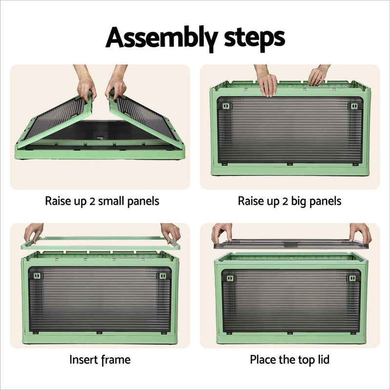 Storage Container Foldable Stackable Large 5 Sides Open Transparent 82L - Home & Garden > Storage - Rivercity House & Home Co. (ABN 18 642 972 209) - Affordable Modern Furniture Australia