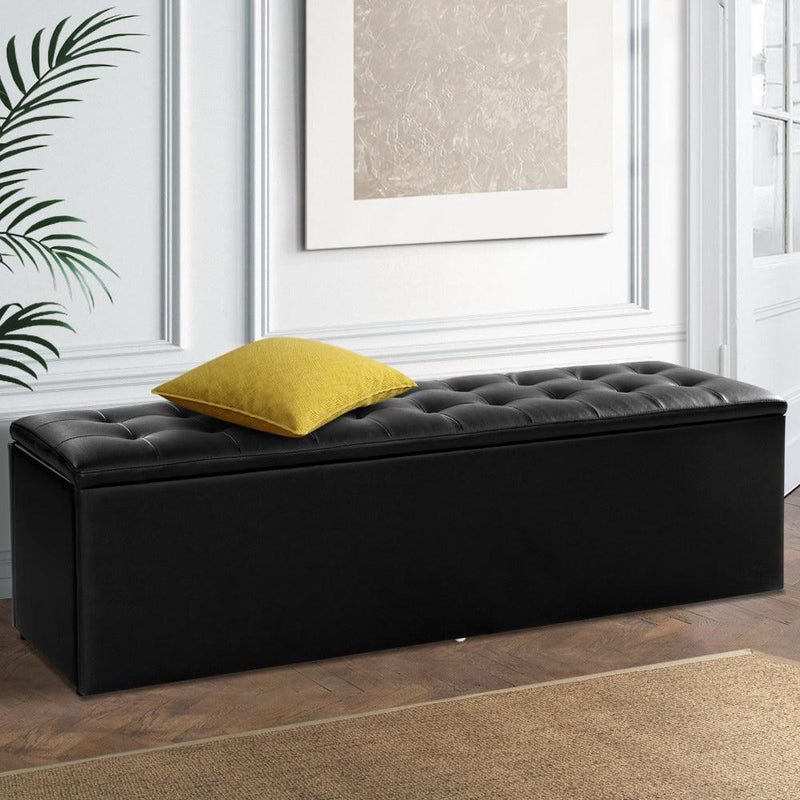 Extra Large Jasper Storage Ottoman Blanket Box Black - Rivercity House & Home Co. (ABN 18 642 972 209) - Affordable Modern Furniture Australia