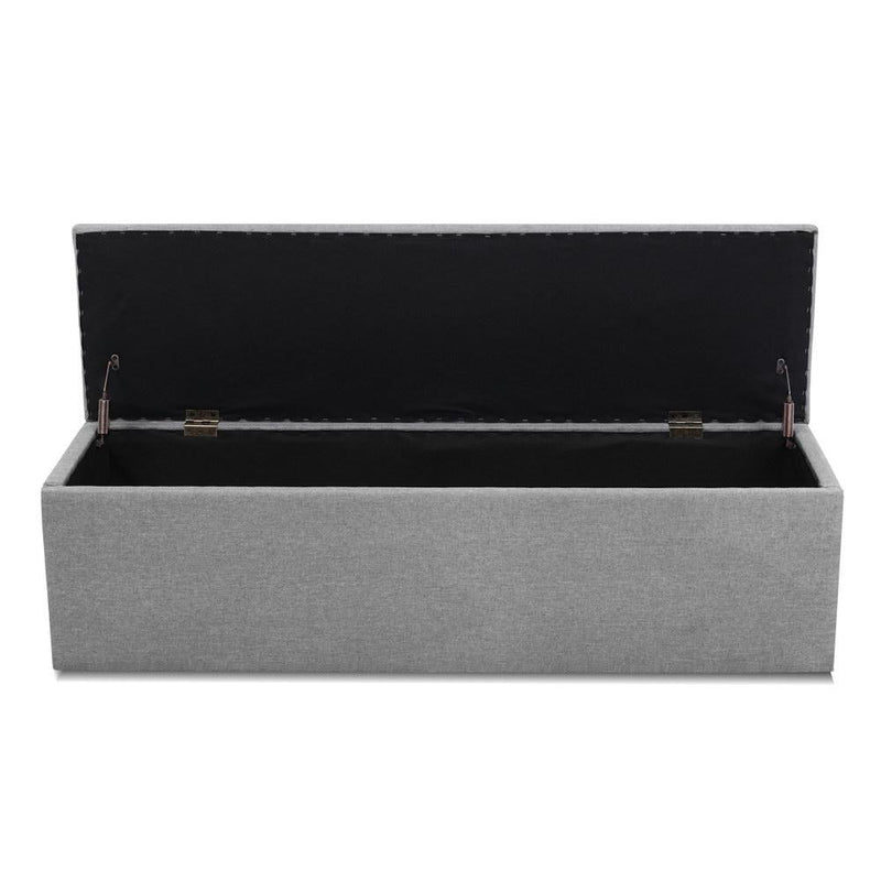 Extra Large Jasper Storage Ottoman Blanket Box Grey - Rivercity House & Home Co. (ABN 18 642 972 209) - Affordable Modern Furniture Australia