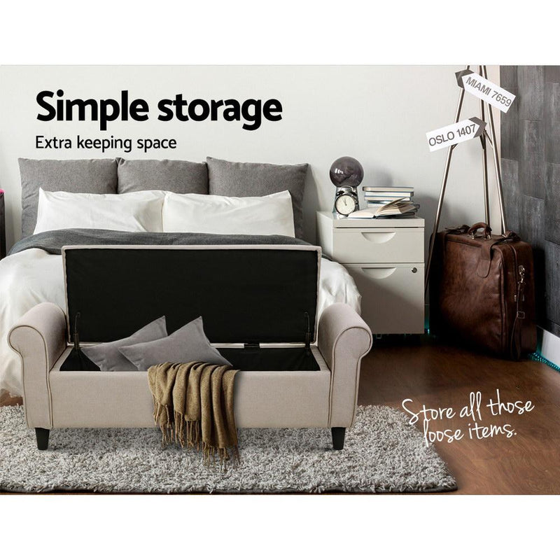 Chloe Linen Storage Ottoman Blanket Box Taupe - Rivercity House & Home Co. (ABN 18 642 972 209) - Affordable Modern Furniture Australia