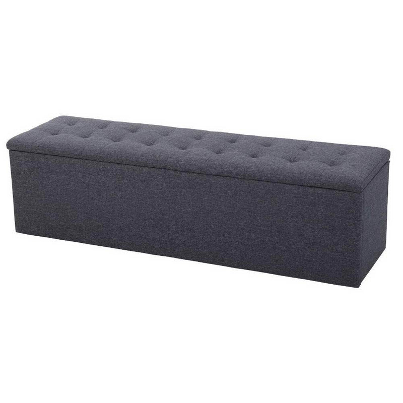 Extra Large Jasper Storage Ottoman Blanket Box Velvet Grey - Rivercity House & Home Co. (ABN 18 642 972 209) - Affordable Modern Furniture Australia