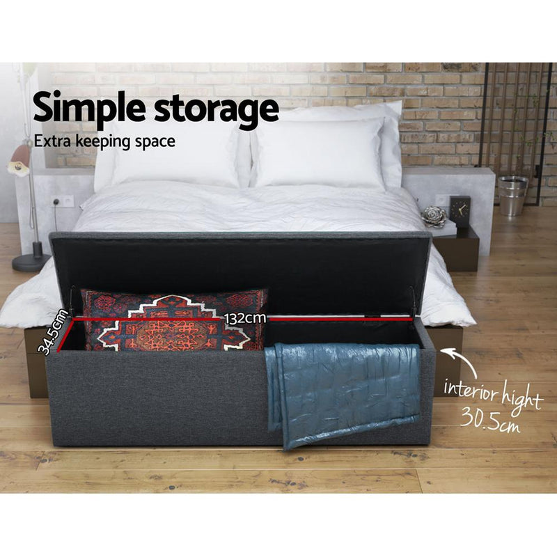 Extra Large Jasper Storage Ottoman Blanket Box Velvet Grey - Rivercity House & Home Co. (ABN 18 642 972 209) - Affordable Modern Furniture Australia