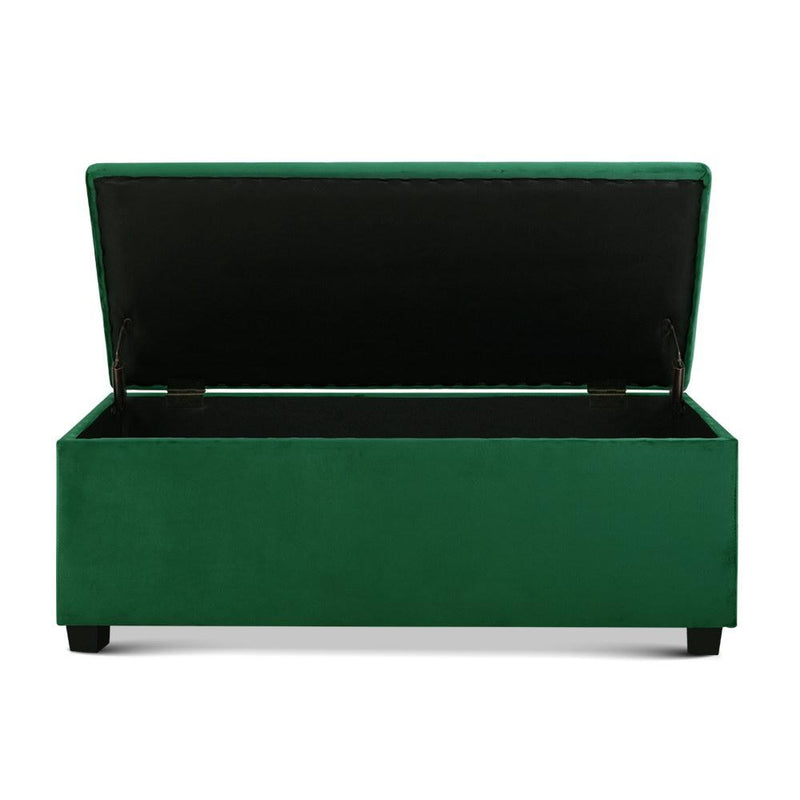 Verity Storage Ottoman Blanket Box Velvet Green - Rivercity House & Home Co. (ABN 18 642 972 209) - Affordable Modern Furniture Australia
