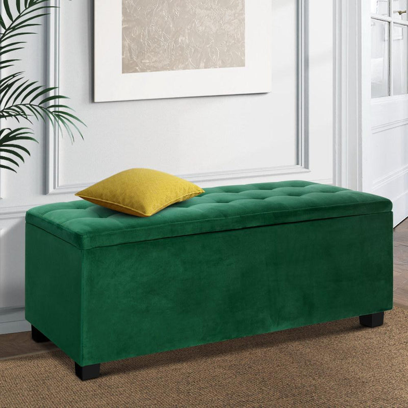 Verity Storage Ottoman Blanket Box Velvet Green - Rivercity House & Home Co. (ABN 18 642 972 209) - Affordable Modern Furniture Australia