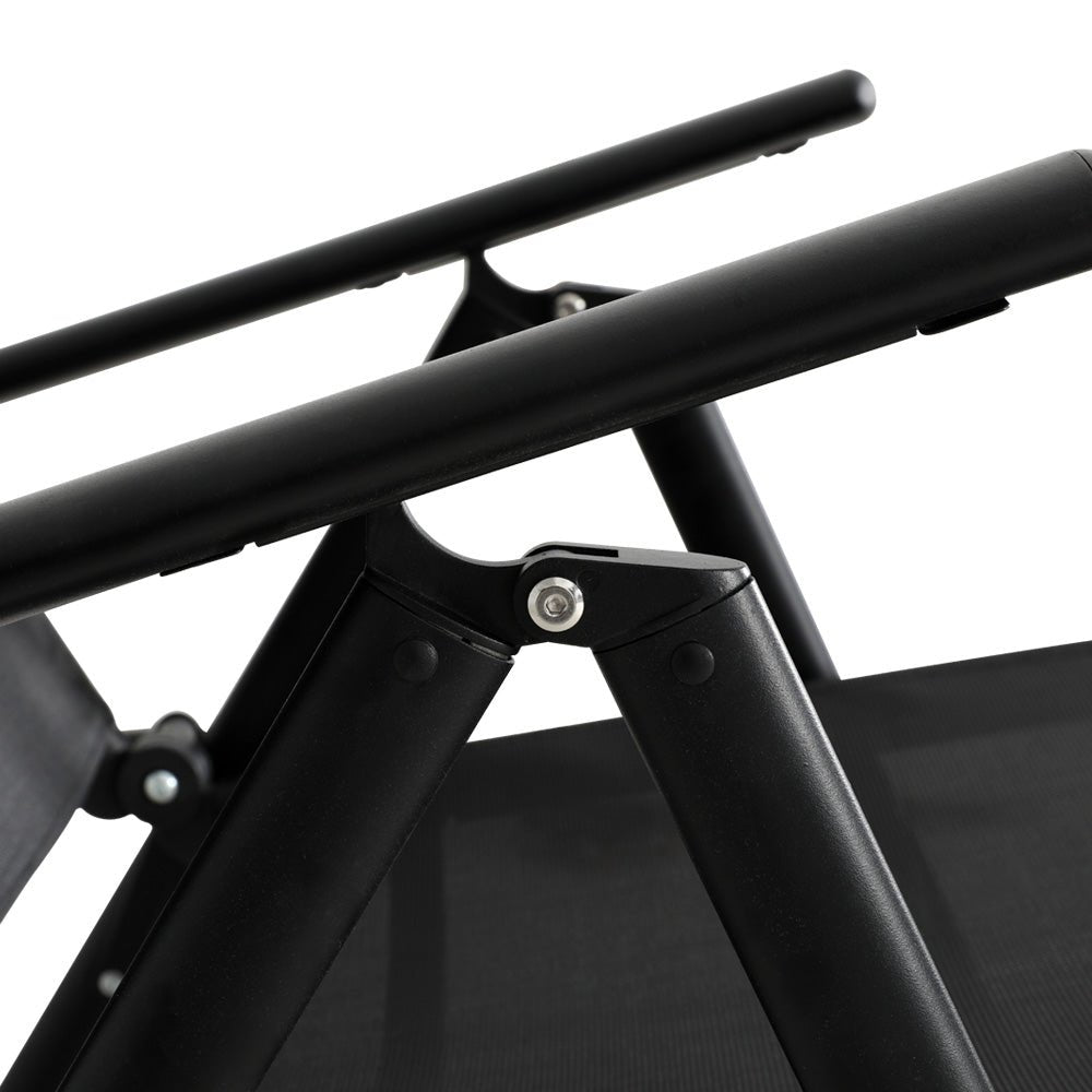 Foldable Sun Lounge With Adjustable Footrest Black - Furniture > Outdoor - Rivercity House & Home Co. (ABN 18 642 972 209) - Affordable Modern Furniture Australia