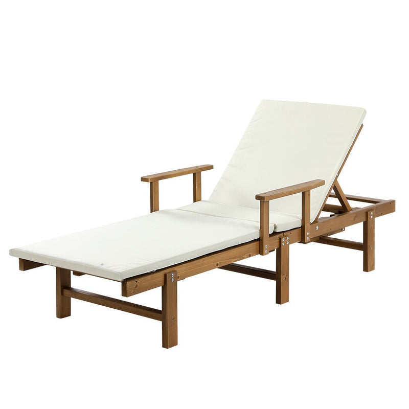 Outdoor Wooden Sun Lounge With Adjustable Backrest - Furniture > Outdoor - Rivercity House & Home Co. (ABN 18 642 972 209) - Affordable Modern Furniture Australia