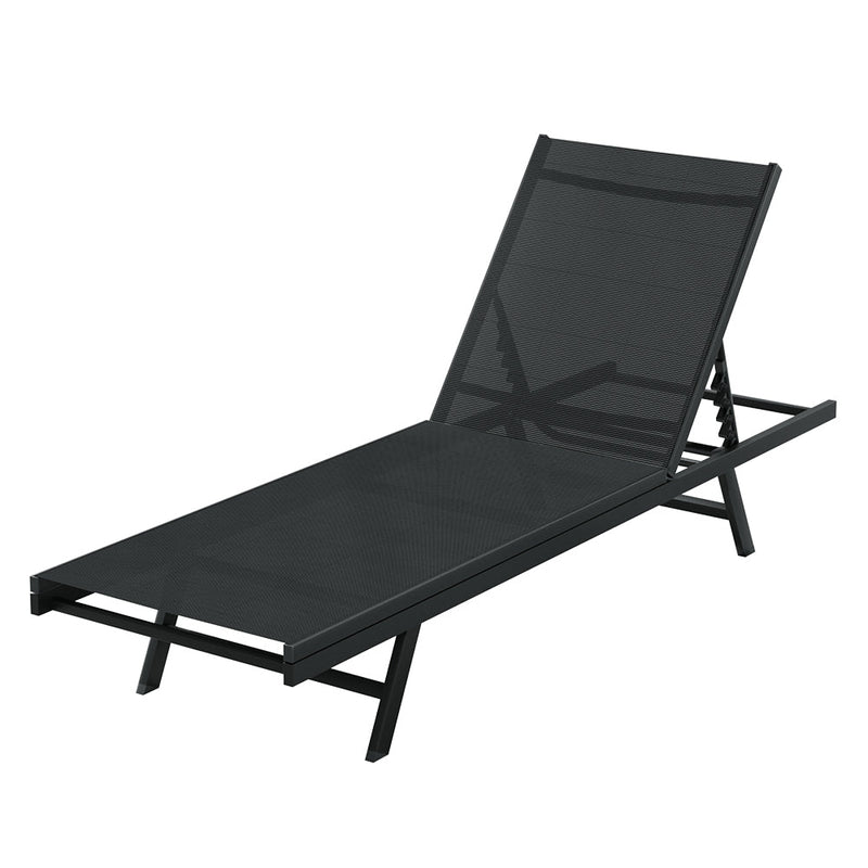 6 Position Adjustable Sun Lounger Black - Furniture > Outdoor - Rivercity House & Home Co. (ABN 18 642 972 209) - Affordable Modern Furniture Australia