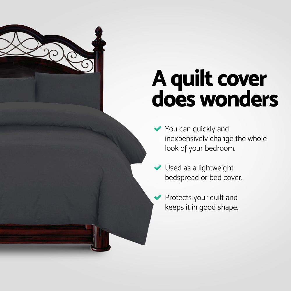 Super King Classic Quilt Cover Set - Black - Rivercity House & Home Co. (ABN 18 642 972 209) - Affordable Modern Furniture Australia