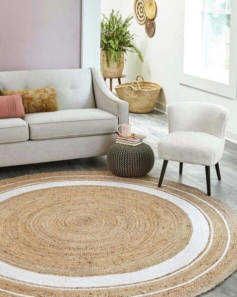 Sustainable Jute Round Rug | Decorative Floor 120 cm Rug - Home & Garden > Rugs - Rivercity House & Home Co. (ABN 18 642 972 209) - Affordable Modern Furniture Australia