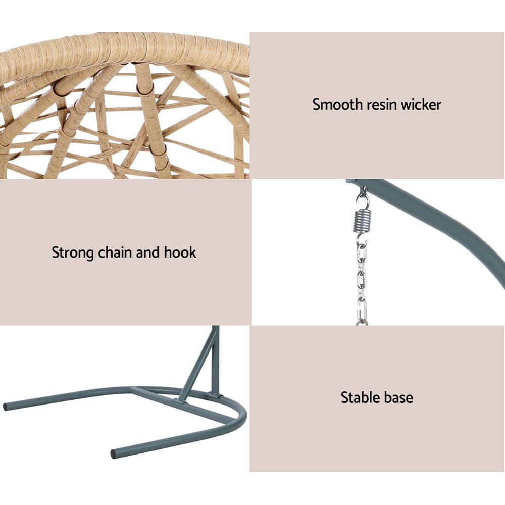 Swing Chair Egg Hammock With Stand Outdoor Furniture Wicker Seat Yellow - Furniture > Outdoor - Rivercity House & Home Co. (ABN 18 642 972 209) - Affordable Modern Furniture Australia