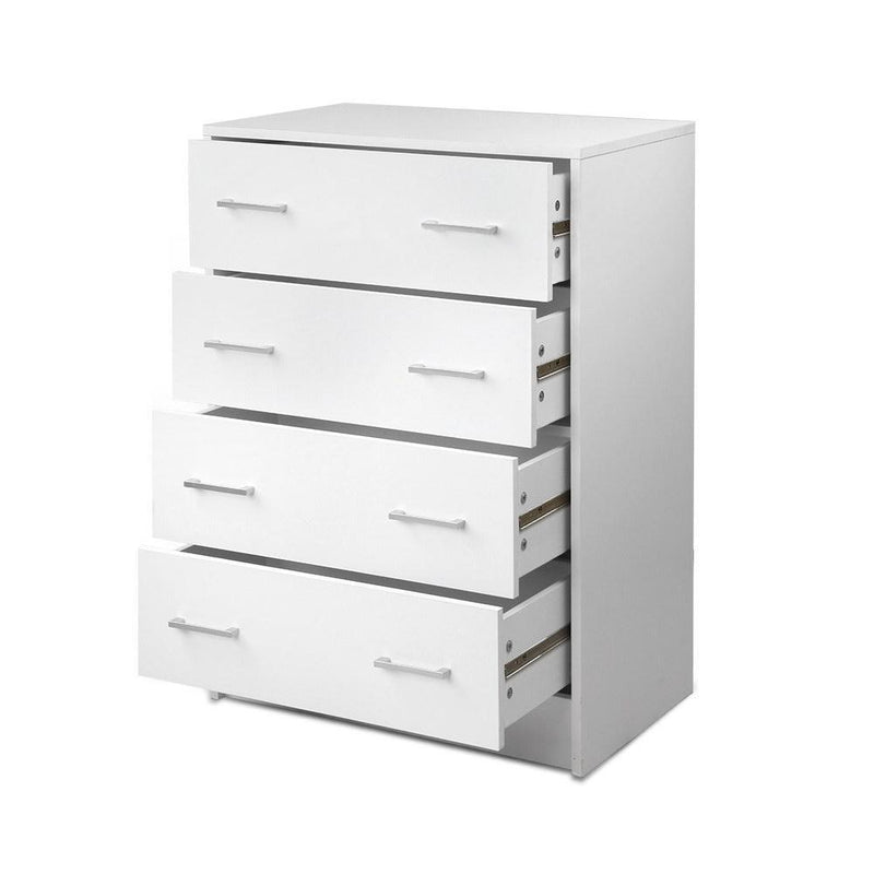 Tallboy 4 Drawers Storage Cabinet - White - Rivercity House & Home Co. (ABN 18 642 972 209) - Affordable Modern Furniture Australia
