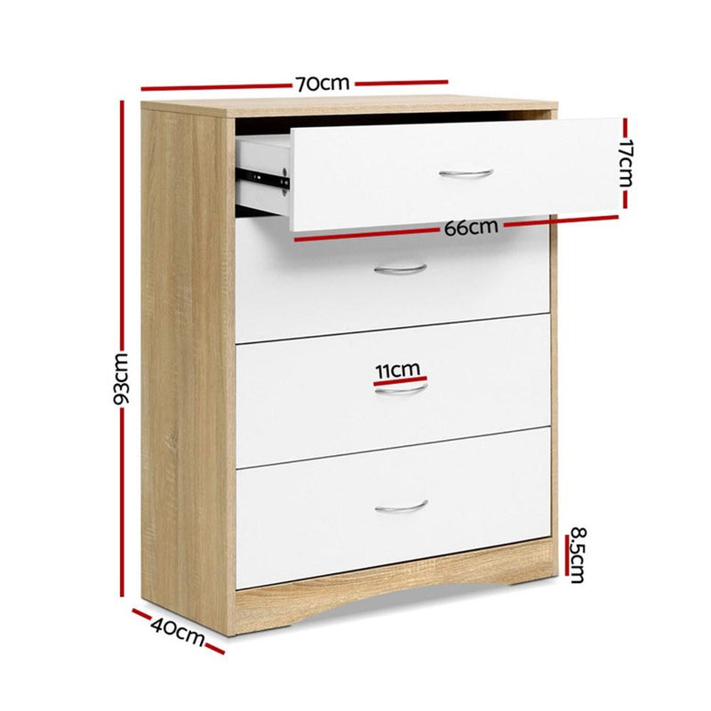 Tallboy Chest Of 4 Drawers - Rivercity House & Home Co. (ABN 18 642 972 209) - Affordable Modern Furniture Australia