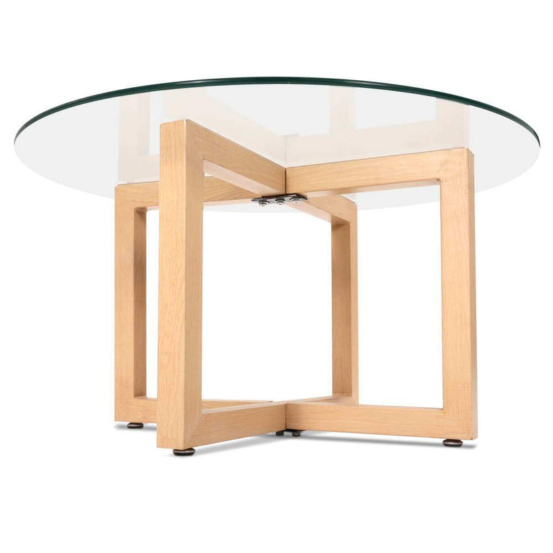 Tempered Glass Round Coffee Table - Beige - Rivercity House & Home Co. (ABN 18 642 972 209) - Affordable Modern Furniture Australia