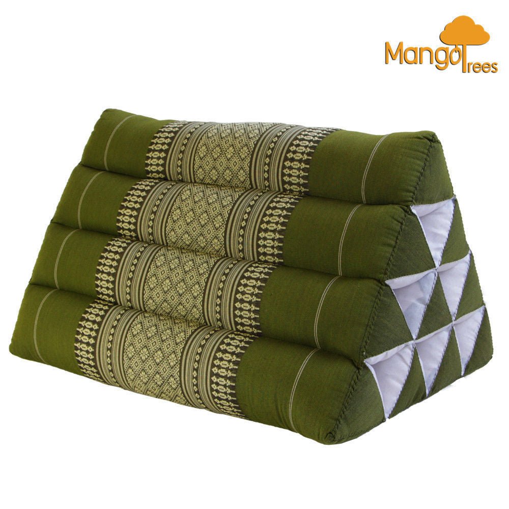 Thai Triangle Pillow Backrest Cushion Kapok Filled Green - Home & Garden > Decor - Rivercity House & Home Co. (ABN 18 642 972 209) - Affordable Modern Furniture Australia