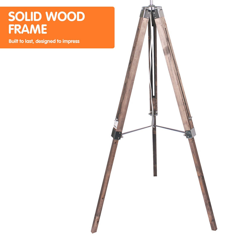 Timber Tripod Floor Lamp Adjustable Height Taper Fabric - Home & Garden > Lighting - Rivercity House & Home Co. (ABN 18 642 972 209) - Affordable Modern Furniture Australia