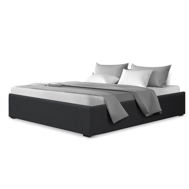 Toki Fabric Double Gas Lift Bed Frame Base with Storage Charcoal - Rivercity House & Home Co. (ABN 18 642 972 209) - Affordable Modern Furniture Australia