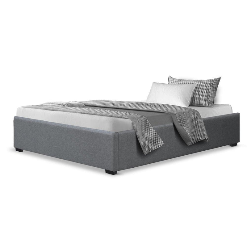 Toki Gas Lift Fabric King Single Bed Frame Base with Storage Grey - Rivercity House & Home Co. (ABN 18 642 972 209) - Affordable Modern Furniture Australia