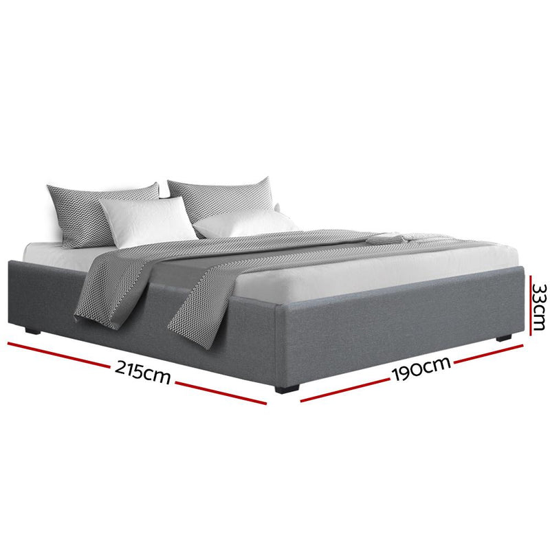 Toki Gas Lift King Bed Frame with Storage Grey - Rivercity House & Home Co. (ABN 18 642 972 209) - Affordable Modern Furniture Australia