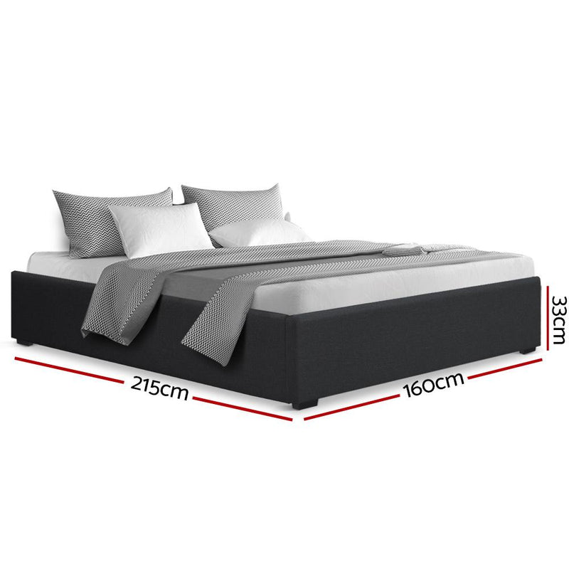 Toki Gas Lift Queen Bed Frame Base with Storage Charcoal - Rivercity House & Home Co. (ABN 18 642 972 209) - Affordable Modern Furniture Australia