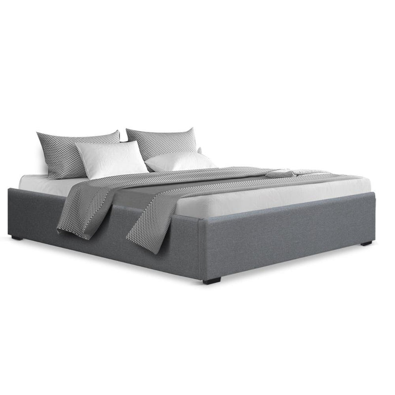Toki Gas Lift Queen Bed Frame Base with Storage Grey - Furniture > Bedroom - Rivercity House And Home Co.
