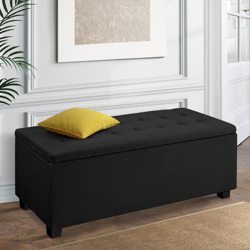 Tommie Fabric Storage Ottoman Black - Mid-Season Super Sale - Rivercity House & Home Co. (ABN 18 642 972 209) - Affordable Modern Furniture Australia