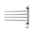 Stainless Steel Swivel Hook Towel Rail Rack: 4-Bar Wall Mounted Holder