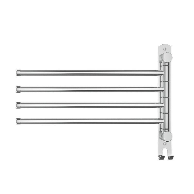 Towel Rail Rack Holder 4 Bars Wall Mounted Stainless Steel Swivel Hook - Home & Garden > Bathroom Accessories - Rivercity House & Home Co. (ABN 18 642 972 209)