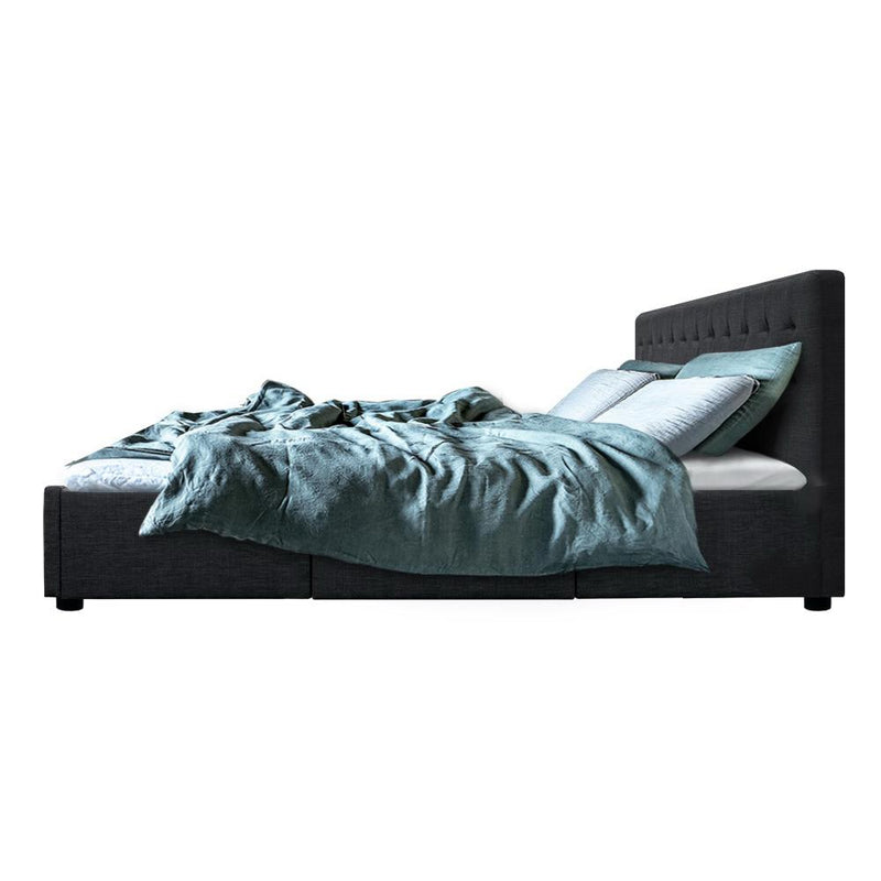 Trinity King Bed Frame With Storage Drawers Charcoal - Rivercity House & Home Co. (ABN 18 642 972 209) - Affordable Modern Furniture Australia
