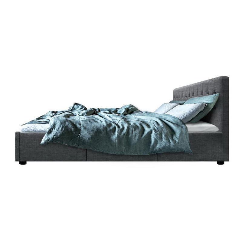 Trinity King Bed Frame With Storage Drawers Grey - Rivercity House & Home Co. (ABN 18 642 972 209) - Affordable Modern Furniture Australia