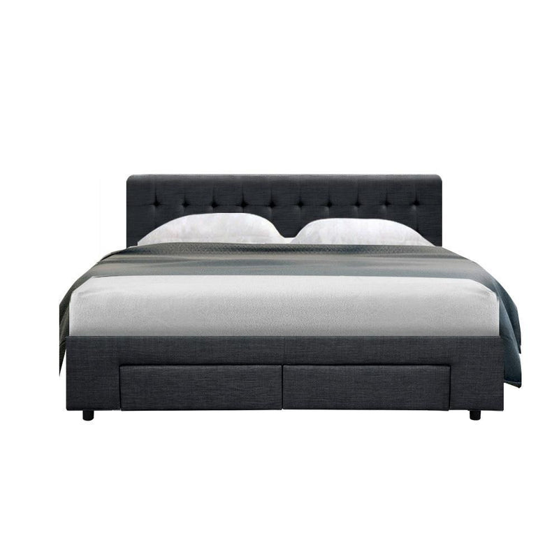 Trinity Queen Bed Frame With Storage Drawers Charcoal - Rivercity House & Home Co. (ABN 18 642 972 209) - Affordable Modern Furniture Australia