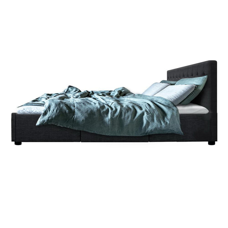 Trinity Queen Bed Frame With Storage Drawers Charcoal - Rivercity House & Home Co. (ABN 18 642 972 209) - Affordable Modern Furniture Australia