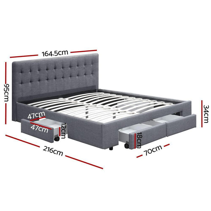 Trinity Queen Bed Frame With Storage Drawers Grey - Rivercity House & Home Co. (ABN 18 642 972 209) - Affordable Modern Furniture Australia
