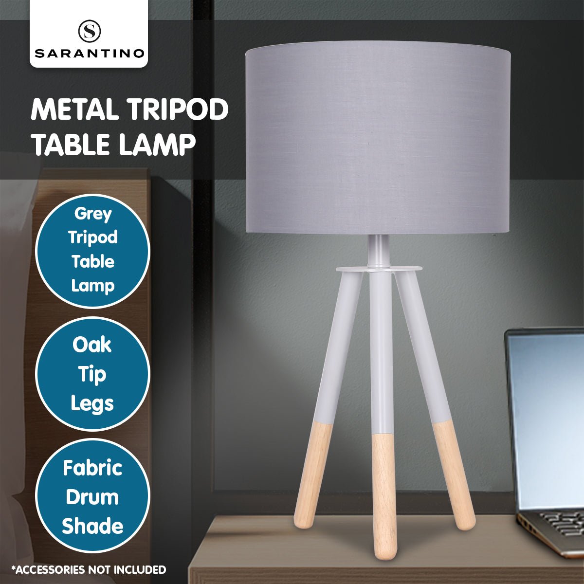 Tripod Desk Lamp in Metal & Wood Nordic Minimalist Light - Home & Garden > Lighting - Rivercity House & Home Co. (ABN 18 642 972 209) - Affordable Modern Furniture Australia