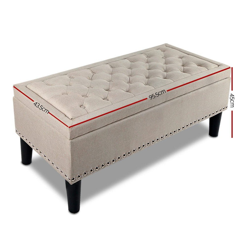 Tufted Seat Storage Ottoman Blanket Box Taupe - Mid-Season Super Sale - Rivercity House & Home Co. (ABN 18 642 972 209)
