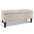 Tufted Seat Storage Ottoman Blanket Box Taupe
