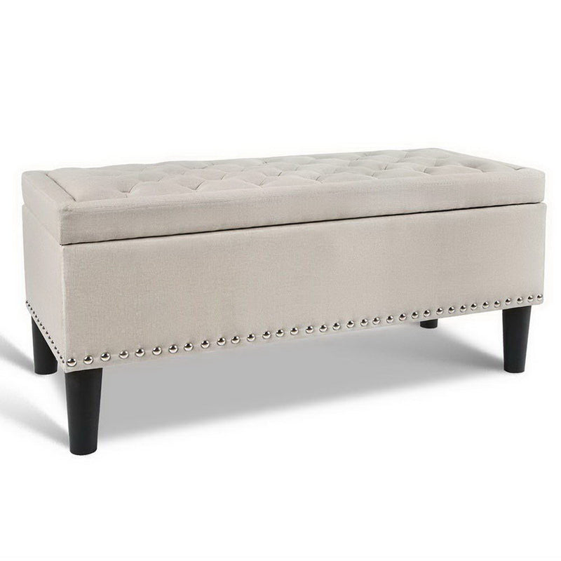 Tufted Seat Storage Ottoman Blanket Box Taupe - Mid-Season Super Sale - Rivercity House & Home Co. (ABN 18 642 972 209)