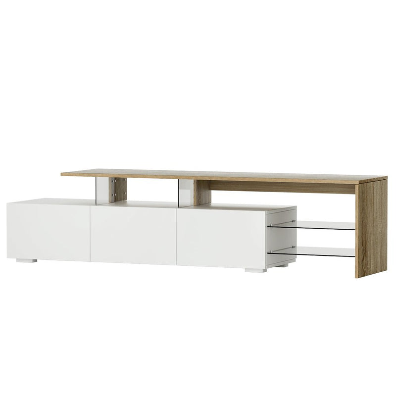 TV Cabinet Entertainment Unit with Drawers - White and Wood - Rivercity House & Home Co. (ABN 18 642 972 209) - Affordable Modern Furniture Australia