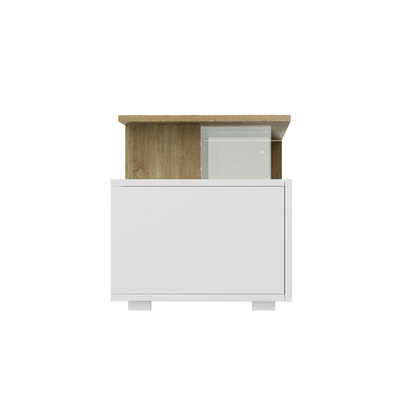 TV Cabinet Entertainment Unit with Drawers - White and Wood - Rivercity House & Home Co. (ABN 18 642 972 209) - Affordable Modern Furniture Australia