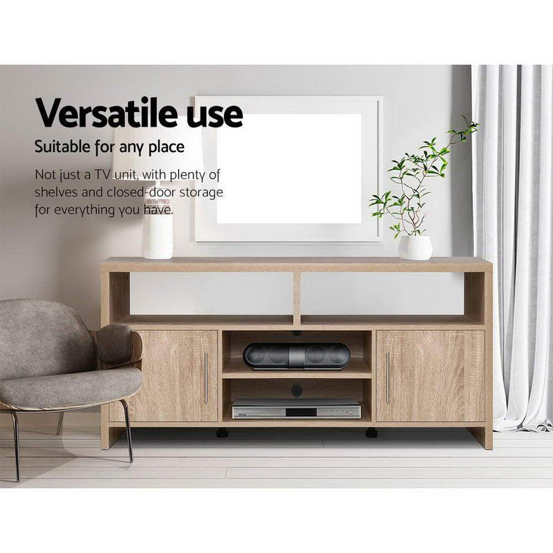 TV Cabinet Entertainment Unit 140cm Oak - Rivercity House & Home Co. (ABN 18 642 972 209) - Affordable Modern Furniture Australia