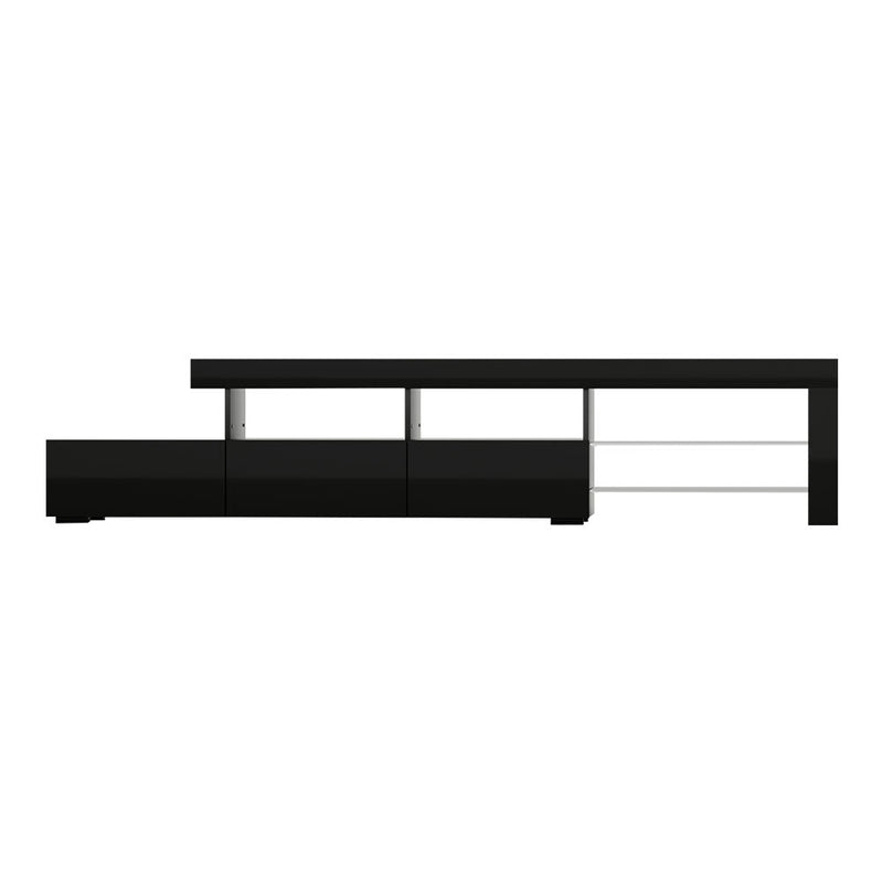 TV Cabinet Entertainment Unit Stand RGB LED Gloss Furniture 215cm Black - Furniture > Living Room - Rivercity House & Home Co. (ABN 18 642 972 209)
