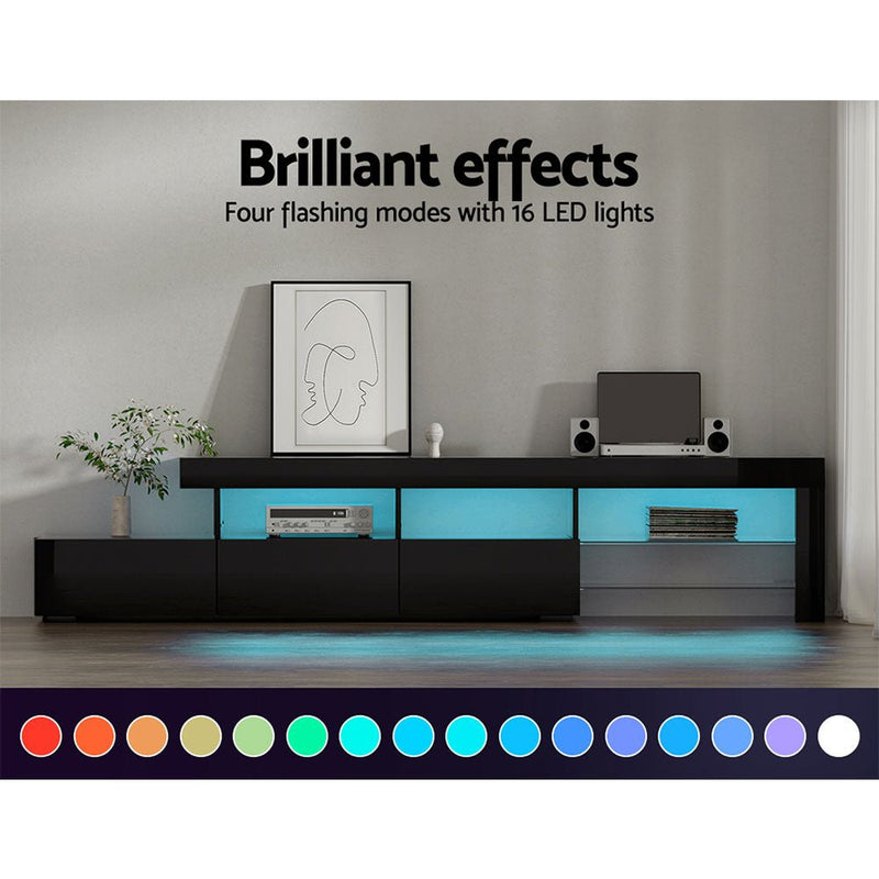 215cm LED TV Cabinet Entertainment Unit - Black - Furniture > Living Room - Rivercity House & Home Co. (ABN 18 642 972 209) - Affordable Modern Furniture Australia