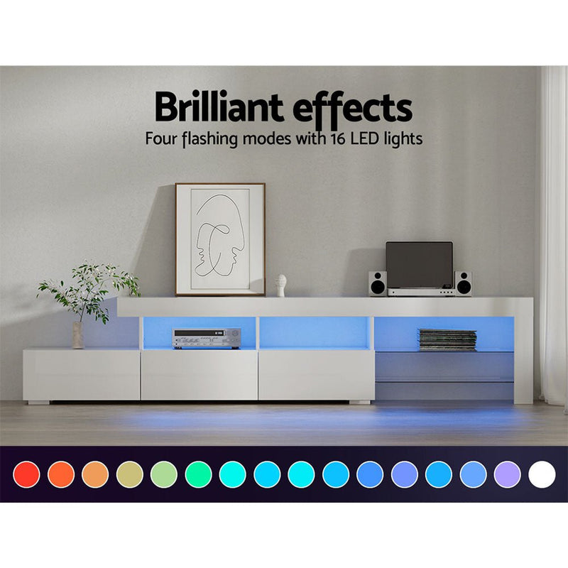 215cm LED TV Cabinet Entertainment Unit - White - Furniture > Living Room - Rivercity House & Home Co. (ABN 18 642 972 209) - Affordable Modern Furniture Australia