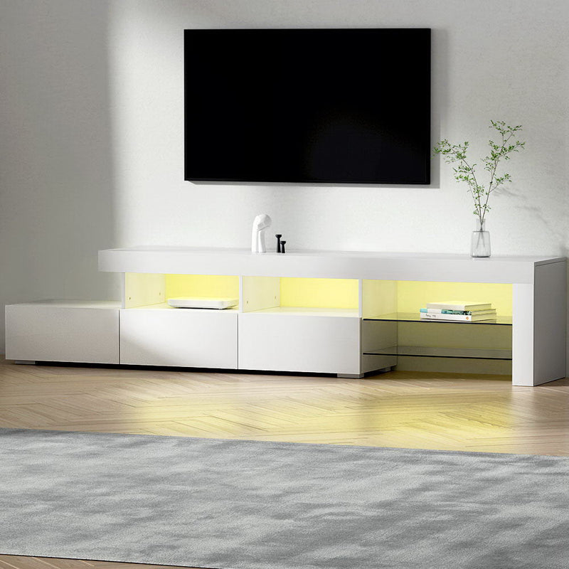215cm LED TV Cabinet Entertainment Unit - White - Furniture > Living Room - Rivercity House & Home Co. (ABN 18 642 972 209) - Affordable Modern Furniture Australia